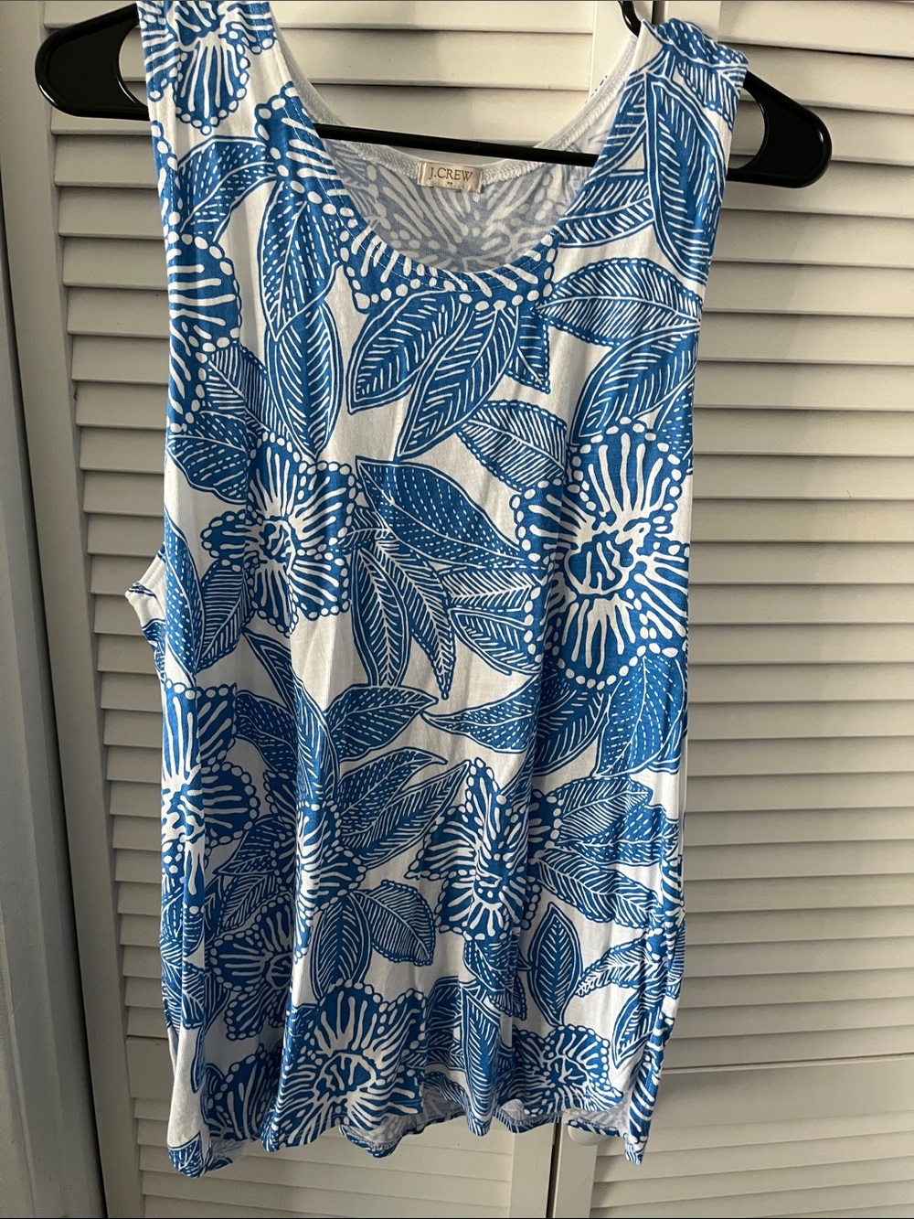J. Crew White Tank Top with Blue Floral Print